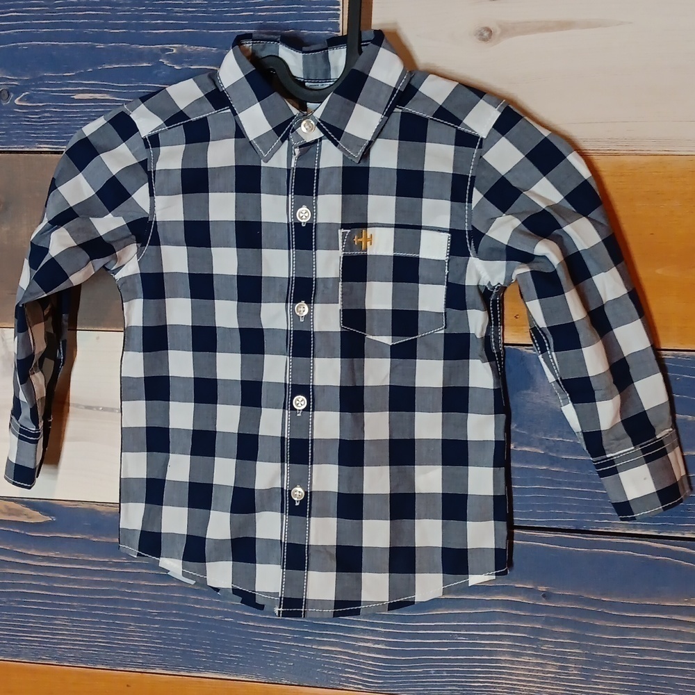 Carter's 2T button-down dress shirt blue and white NWOT